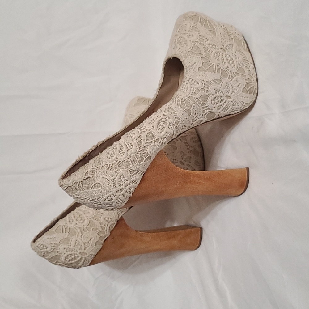 Dolce Vita double platform heels with lace